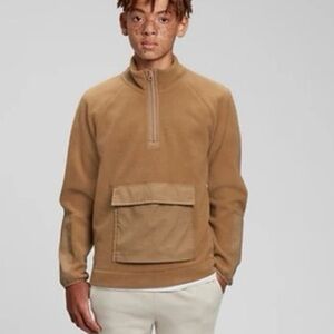 Gap Teen Tan Quarter-Zip Fuzzy Fleece Unisex Size 14-16 GUC